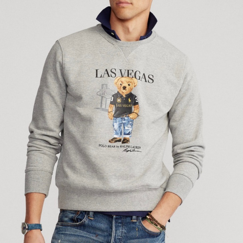 Polo Ralph Lauren LAS VEGAS Bear Fleece Sweatshirt Size Large